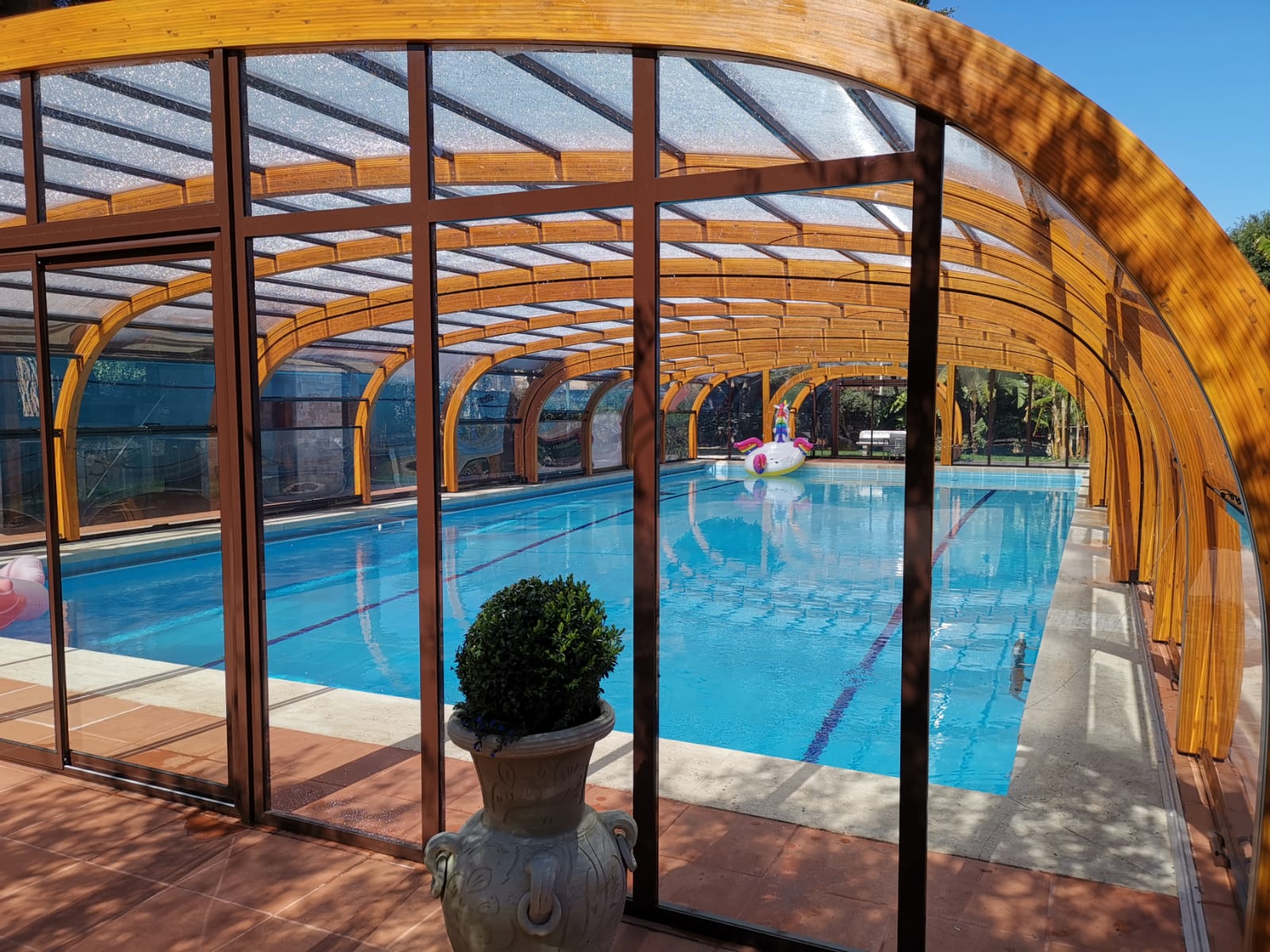 Copertura piscina alta legno