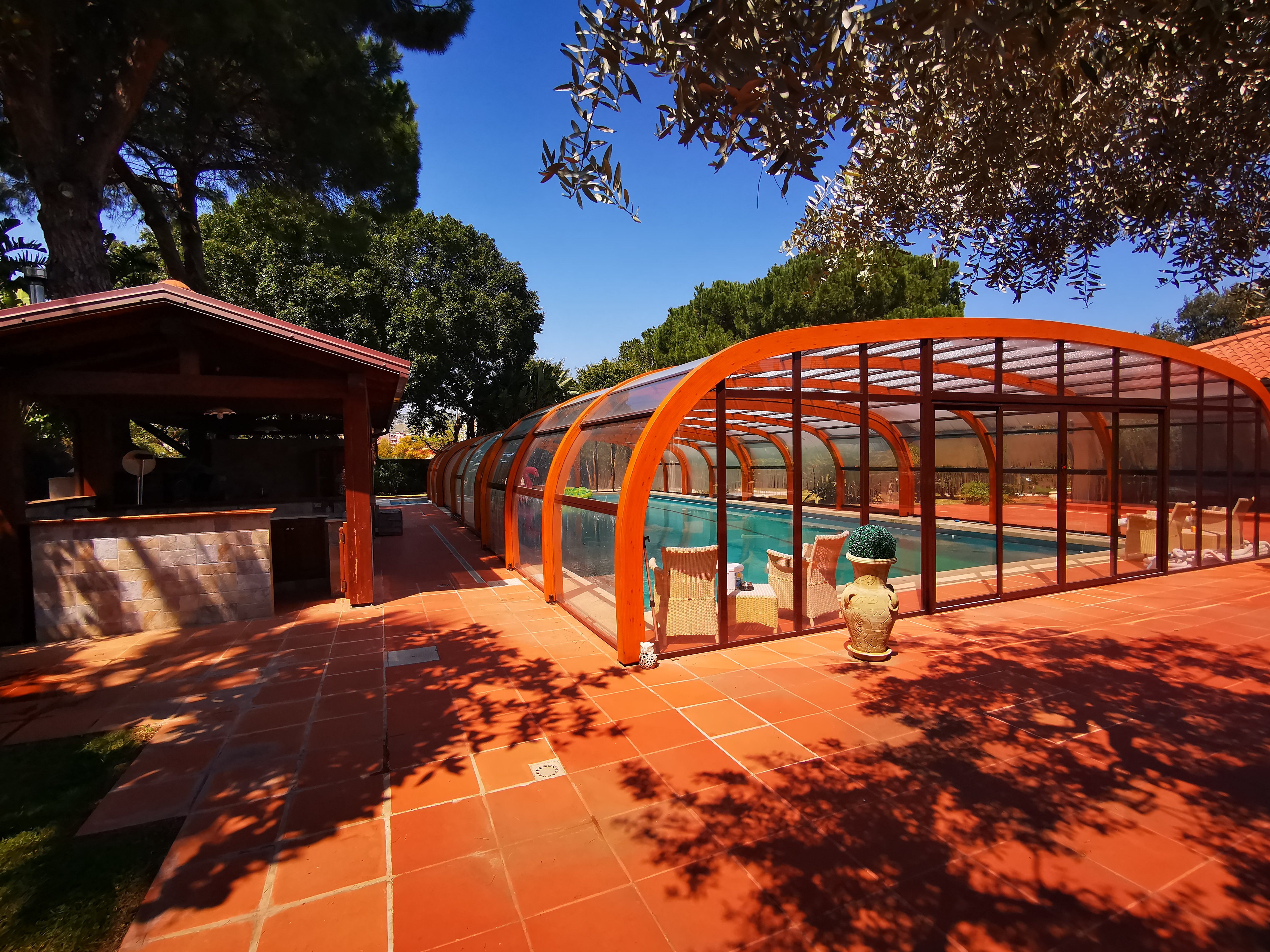 Copertura piscina alta legno